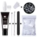 Kit completo de gel de extensión de uñas transparente de 15ml con poligel UV LED y útiles. - Juego de 6 piezas / Juego de 6 / Transparente (07)