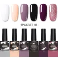 Vista detallada del set de esmaltes de uñas en gel de 6 colores con muestras - Juego de 6 Botellas 06
