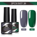 Set di 2 smalti gel per unghie Née Jolie da 8,5 ml in grigio scuro e verde bosco - Set da 2 / Viola Grigio Scuro (019) e Verde Scuro (042)