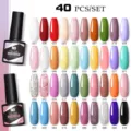 Gamma di 40 tonalità di smalto per unghie in gel con flaconi e punte da esposizione. - Set di 40 Bottiglie (07)