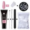 Kit profesional de extensión de uñas de poligel rosa de 15 ml con moldes duales y herramientas - Juego de 6 piezas / Juego de 6 / Rosa(03)