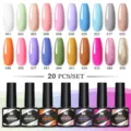 Set completo di smalto gel UV in 20 colori con tonalità vivaci e flaconi neri eleganti - Set di 20 Bottiglie (07)