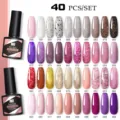 Set di 40 smalti gel per unghie UV LED soak-off Nee Jolie con glitter e tinte unite - Set di 40 Bottiglie (10)