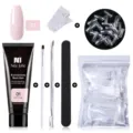 Vista detallada del kit de gel de extensión de uñas de 15ml con sus accesorios. - Juego de 6 piezas / Juego de 6 / Rosa Suave (01)
