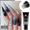 Gel de extensión de uñas con lentejuelas plata para manicura profesional 15ml - Transparente Lentejuelas (13)