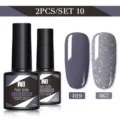 Set professionale da 2 pezzi di smalto gel per unghie grigio viola e glitterato - Set da 2 / Viola Grigio Scuro (019) e Brillantini Colorati (067)
