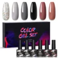 Nee Jolie 6 colors gel nail polish set with soak off UV LED base color coat bottles - Set 01 (01) / Multicolor 01