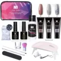 Kit completo per allungamento unghie in gel con lampada UV e tre gel colorati glitterati - Serie Morandi (15)