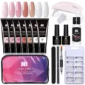 Nail extension gel kit with UV lamp and 15ml colors for DIY manicure - Upgrade Packaging 7 Color Set