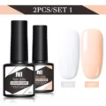 Kit professionnel de 2 vernis à ongles gel en blanc pur et nude pêche soyeux. - Lot de 2 / Blanc (001) Et Rose Chair (003)