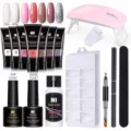 Επαγγελματικό σετ poly nail gel 15ml με ροζ λάμπα UV και πλήρη εργαλεία μανικιούρ - Πλήρες Σετ / Νέος Συνδυασμός Χρωμάτων 05