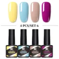 Set di 4 smalti gel per unghie UV LED Née Jolie in tonalità giallo blu nude e magenta - 4 Bottle Set 06