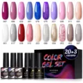 Née Jolie Kit de vernis à ongles gel UV LED 23 pièces avec 20 couleurs et 3 finitions - Série Multicolore-04