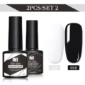 Coffret de 2 vernis gel UV LED blanc et noir de 8,5 ml à faire tremper - Lot de 2 / Blanc (001) Et Noir (016)