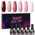Nee Jolie 6-color soak off UV LED nail gel polish set with pink and nude shades - Multicolor 06