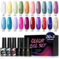 Set professionale smalto gel soak-off Née Jolie da 23 pezzi con 20 colori vivaci - Serie Multicolore-05