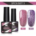 Set de 2 vernis à ongles gel pailletés 8,5 ml couleurs rose et violet 060 074 - Lot de 2 / Rose Pailleté (060) Et Violet Pailleté (074)