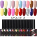 Set de 20 esmaltes de uñas en gel Née Jolie con colores vibrantes y purpurina - Set 05 / Juego de 20 Piezas