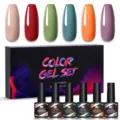 Née Jolie 6-color gel nail polish set with UV LED color coat bottles and box - Multicolor 07