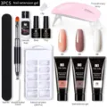 Kit profesional de gel de extensión de uñas de 15ml con lámpara UV y pincel - Juego 11