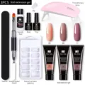 Kit profesional de gel de extensión de uñas 15ml con lámpara UV, pincel y 100 tips - Juego 16