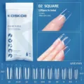 Set de 120 uñas postizas cuadradas transparentes profesionales con medidas de tamaño - Cuadrado (02) / 120 Piezas en Bolsa