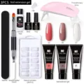 Kit de gel d'extension d'ongles 15ml avec lampe UV et pinceau double - Ensemble 04