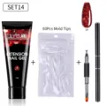 Σετ τζελ επέκτασης νυχιών glitter SET14 με τζελ 15g, 60 tips και εργαλείο πινέλου - Κόκκινο Γκλίτερ Αρ. 14