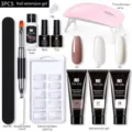 Kit profesional de gel de extensión de uñas 15ml con lámpara UV, pincel y lima - Juego 07