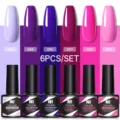 Coffret de 6 vernis à ongles gel UV LED Née Jolie aux nuances rose et violette - 8.5ml x 6 Flacons / Set de 6 Couleurs 03 (Tons Violet Foncé)