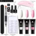 Kit completo de gel de extensión de uñas de 15ml con lámpara UV y herramientas de arte. - Juego 10