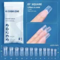 Set de 120 uñas postizas cuadradas transparentes con tabla de medidas detallada - Cuadrado Medio (07) / 120 Piezas en Bolsa