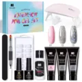 Kit completo per extension unghie da 15ml con lampada UV e tre colori di gel glitter - Set di Colori 08