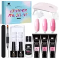 Kit professionale gel ricostruzione unghie Née Jolie 15ml con tonalità rosa e lampada UV - Set di Colori 09