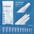 Puntas de uñas postizas French Coffin transparentes, set de 120 piezas para manicura - Estilo Francés (09) / 120 Piezas en Bolsa