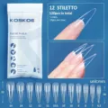 Set de 120 uñas postizas stiletto trasparentes en 12 tallas con medidas - Stiletto Largo (12) / 120 Piezas en Bolsa