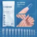 Kit profesional de 120 uñas postizas de ataúd transparentes en varios tamaños - Ataúd Largo (13) / 120 Piezas en Bolsa