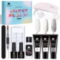Kit gel ricostruzione unghie Née Jolie 15ml con lampada UV, base top coat e colori 07 08 - Set di Colori 14