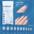 Juego de 120 uñas postizas ovaladas transparentes con tabla de tallas para manicura DIY - Ovalado Medio (14) / 120 Piezas en Bolsa