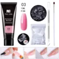 Επαγγελματικό σετ gel επέκτασης νυχιών 15ml ροζ με διπλές φόρμες και αξεσουάρ - Σετ Gel Επέκτασης Νυχιών 5 Τεμαχίων / 03 Ροζ