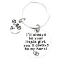 Stainless steel dad keychain detail view, emotional engraved quote pendant for father gift accessory. - Double Round Pendant Style (0023-5)
