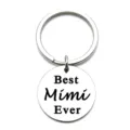 Luxe roestvrijstalen ronde sleutelhanger gegraveerd met de tekst 'Best Mimi Ever' - Best Mimi Ever Stijl (ALYSK-0018-2)