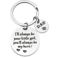 Stainless steel engraved keychain detail, inspirational family gift pendant, close-up view. - Double Round Pendant Style (0023-3)