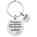 Stainless steel dad keychain engraved family gift keyring fathers day present choice - Double Round Pendant Style (0023-1)