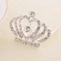 Close-up detail of silver alloy crown hair comb with sparkling rhinestones for girls - Princess Round Drill Crown Hair Comb (Style 3)