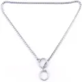 Detailansicht eines silbernen Hundehalsbands aus Edelstahl-Schlangenkette mit Ringen - 3.0mm*40cm / Silber