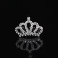 Detailansicht der Strass-Tiara Krone für Kinder mit glänzendem silbernem Metall-Finish - Spiegelreflexion Symmetrisch Herz Krone (Stil 10)