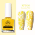 Esmalte para estampado de uñas amarillo BORN PRETTY SP006 10ml con flores y mariposas - Esmalte para Estampado / Amarillo SP006