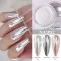 Professional silver mirror aurora nail powder NDA022 for chrome manicure effect in 0.2g box - NDA022 Silver Mirror Style / Single Box