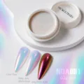 Professional 0.2g Aurora nail powder showing holographic effects on clear and dark bases - NDA001 Iridescent Polarized Style (01) / Single Box